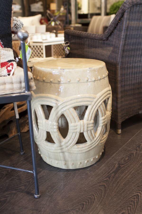 Get your patio ready for spring: Garden stool doubles as a seat or a side table.