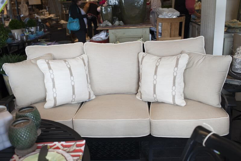 Get your patio ready for spring: Weatherproof upholstery on woven furniture.