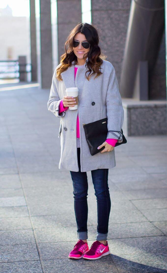 hello fashion blog cuffed jeans with pink sneakers