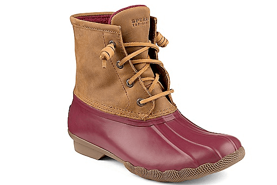 Duck boots by Sperry in the 2015/16 darker red color