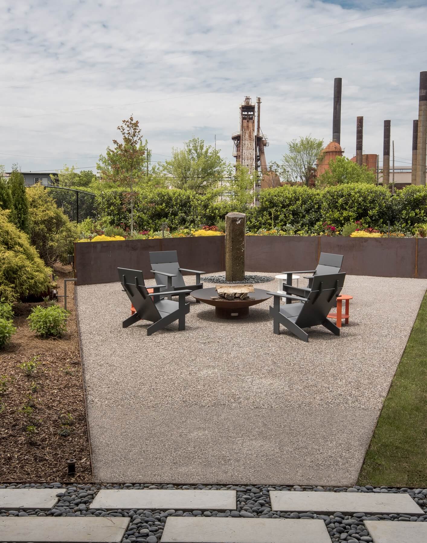 The second-floor balcony offers a fabulous view of Birminghams iconic Sloss Furnaces and the Magic Citys twinkling night skyline Image Liesa Cole