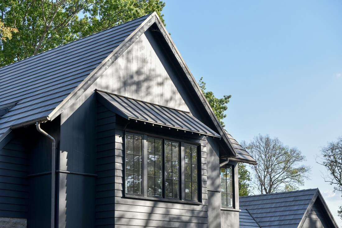 Black exterior of modern farmhouse O'more designer show house