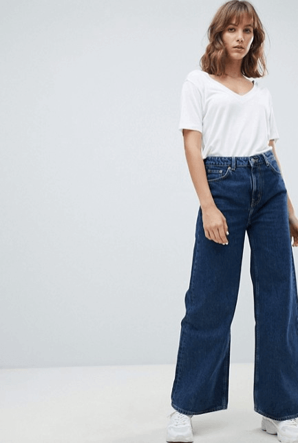 wide leg ankle length jeans