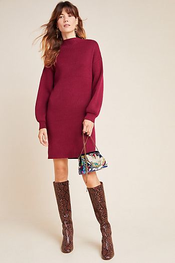 maroon dress with boots