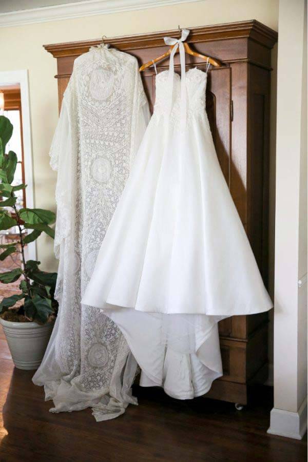robe de mariée et voile traditionnel au mariage de Nashville