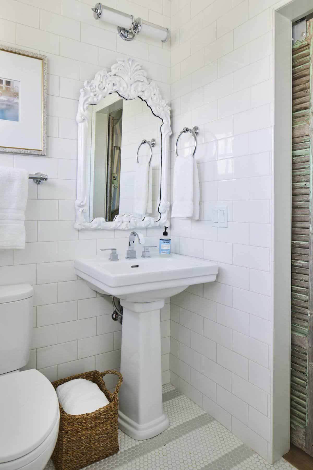 All-white bathroom in Florida home